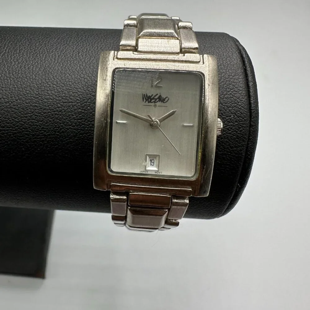 3/$30 Mossimo Watch Women Silver Rectangle Case Date Window New Battery 7.5